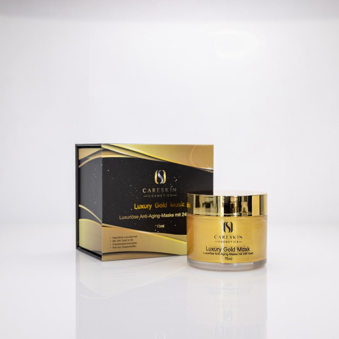 Careskin Luxury Gold Mask Tiegel mit schwarzgoldener Verpackung – luxuriöse Anti-Aging-Gesichtsmaske mit 24K Gold 75ml