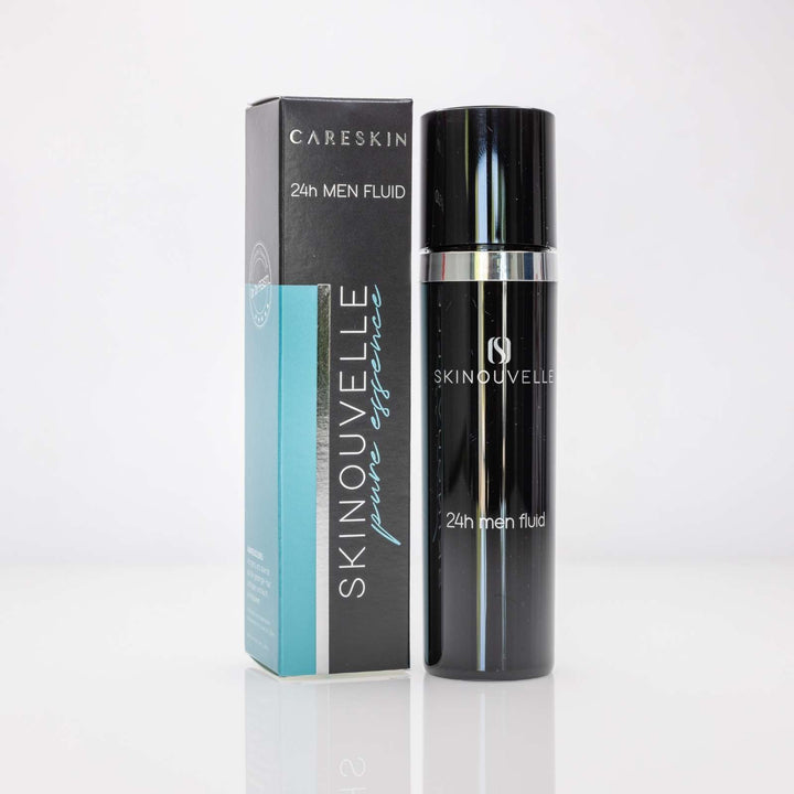 Careskin Skinouvelle 24h Men Fluid schwarze Flasche mit Verpackung – 24-Stunden-Gesichtspflege für Männer pure essence